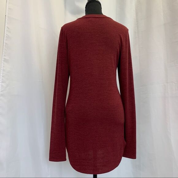 Aritzia Wilfred free maroon burgundy V-neck longsleeve tunic Sz L - Picture 3 of 10